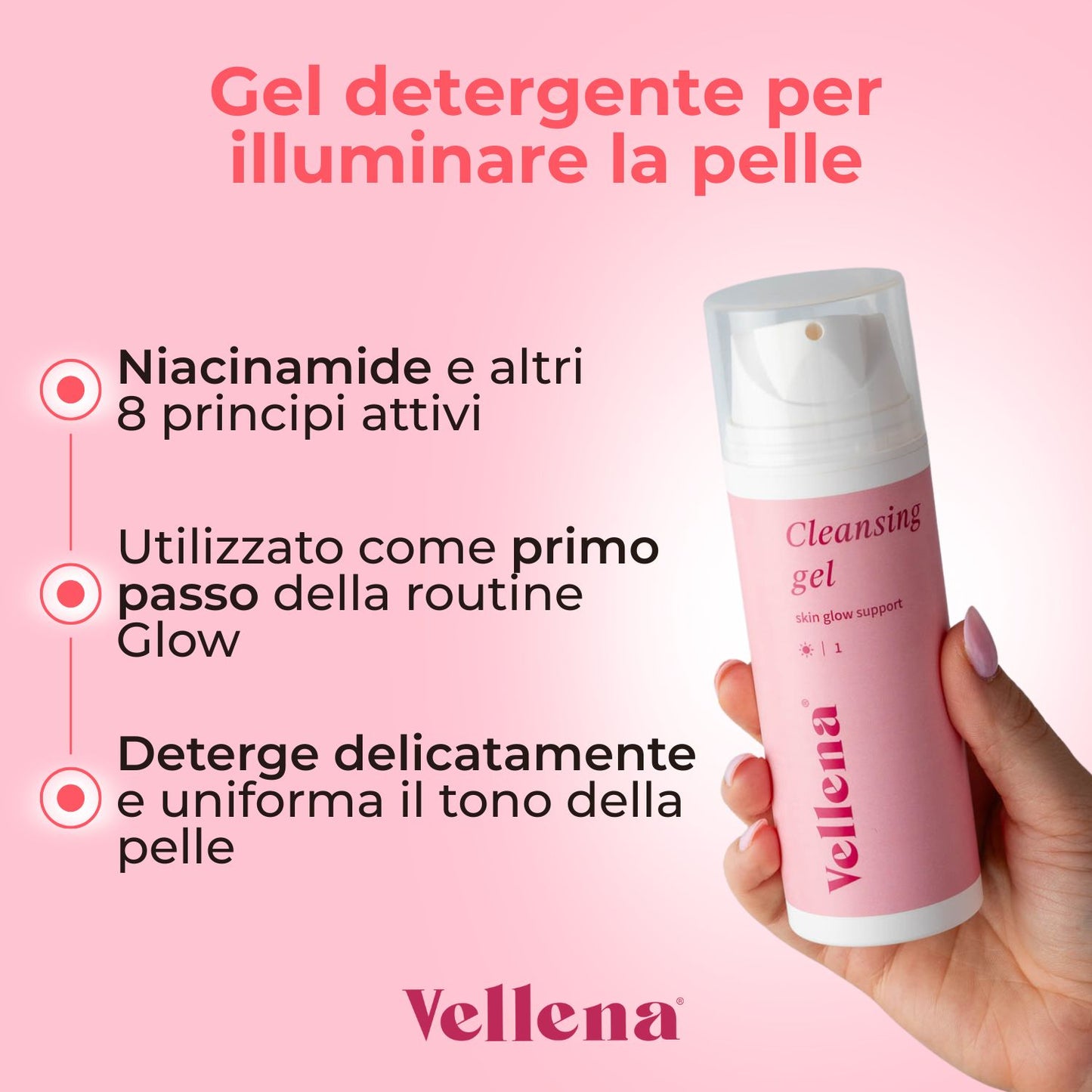 Duo per una pulizia perfetta della pelle | Gel detergente Glow + Latte detergente Repair | Vellena