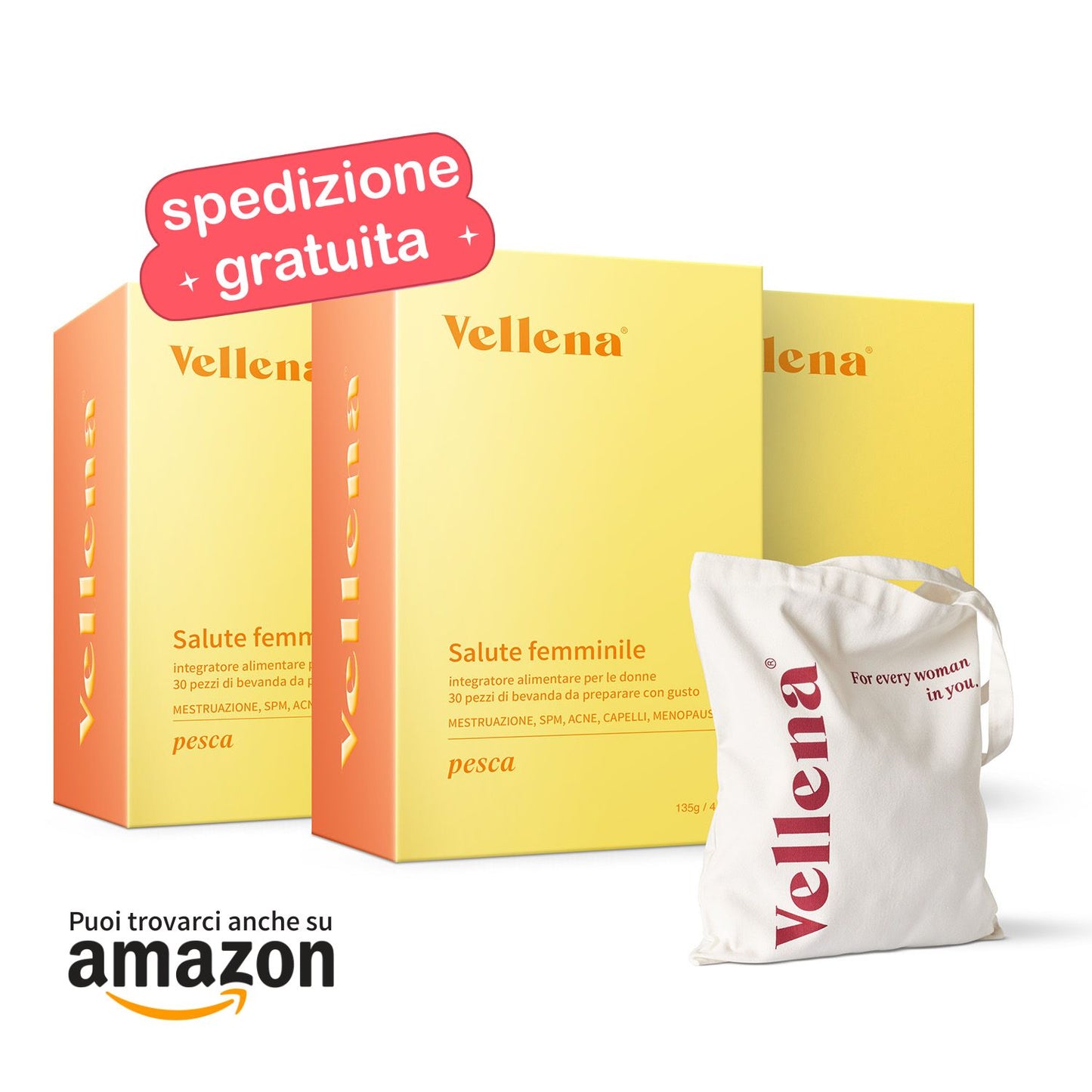Salute femminile | Bevanda 3 PACK + borsa GRATIS | Pesca | Vellena