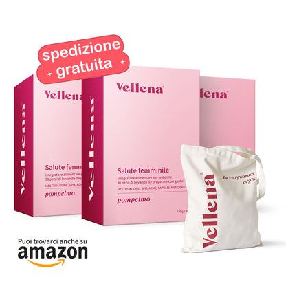 Salute femminile | Bevanda 3 PACK + borsa GRATIS | Pompelmo | Vellena