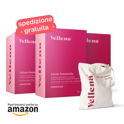 Salute femminile | Bevanda 3 PACK + borsa GRATIS | Amarena | Vellena
