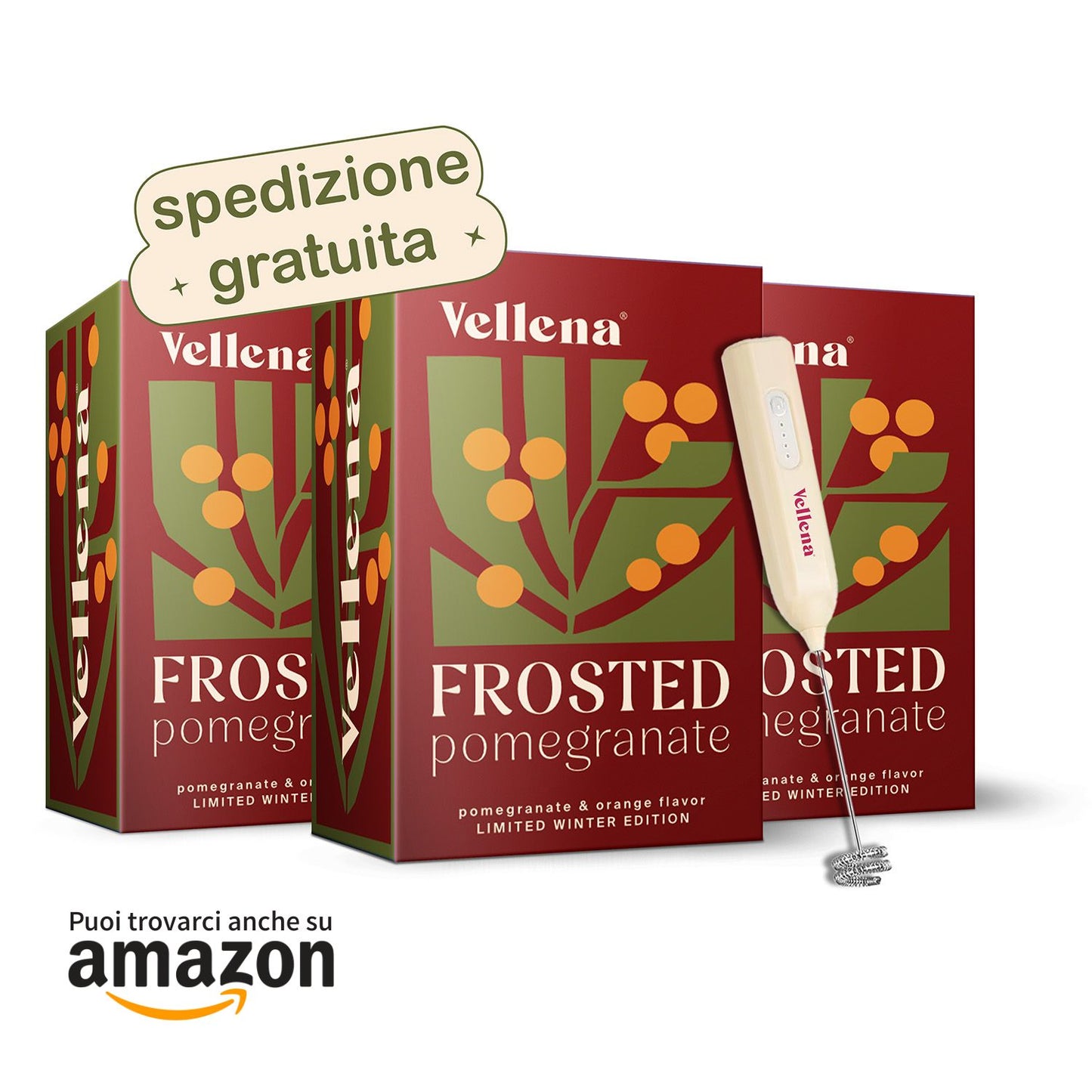 Salute femminile | Bevanda 3 PACK + mixer GRATIS | Melograno & Arancia | Vellena