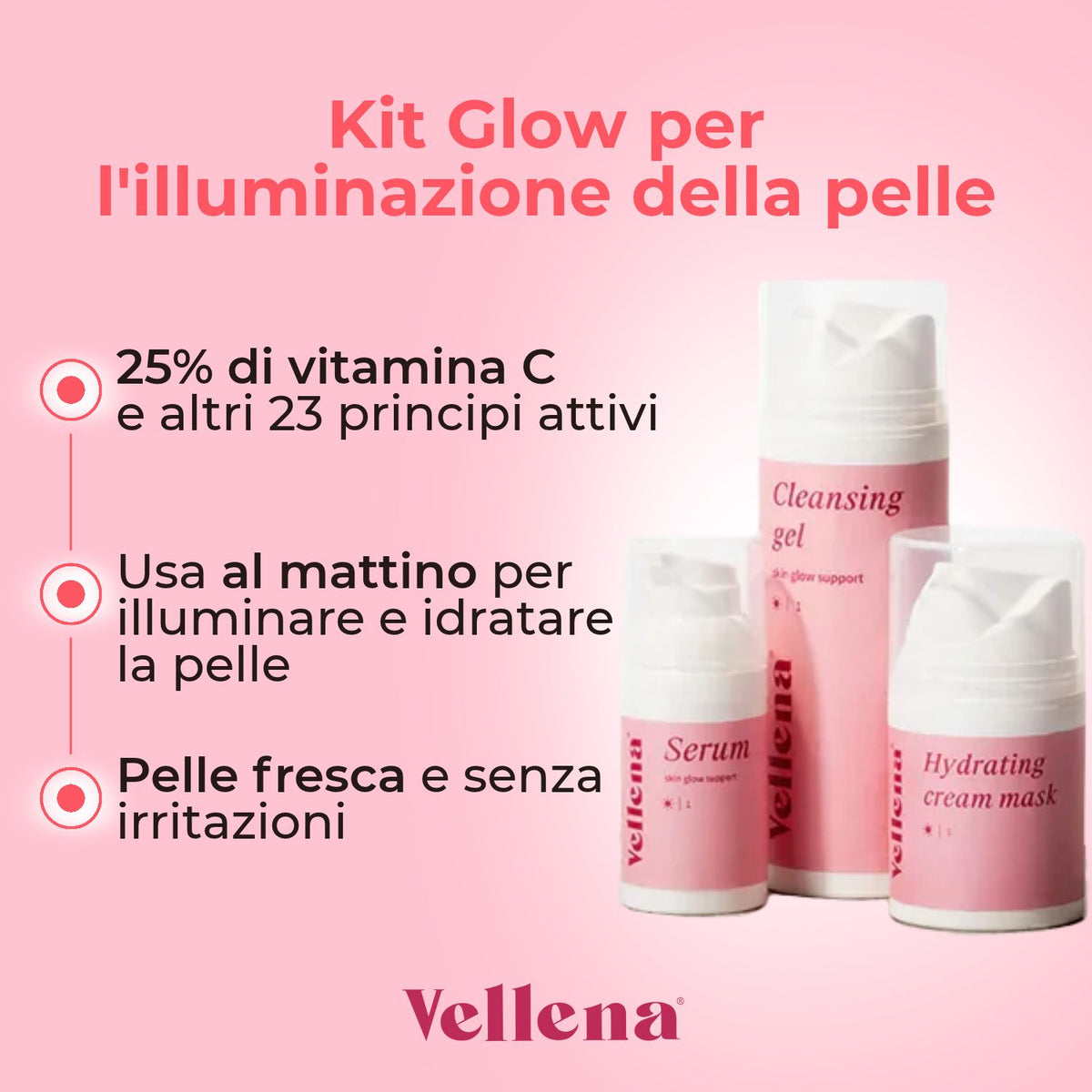 Kit Glow per l'illuminazione della pelle | Routine del mattino | Vellena