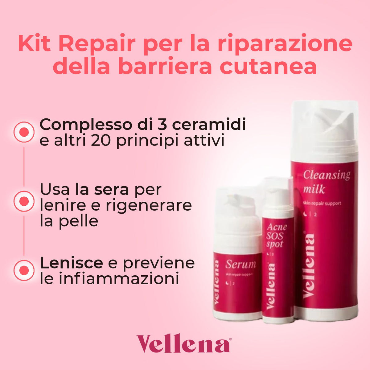 Kit Repair per la riparazione della barriera cutanea | Routine della sera | Vellena