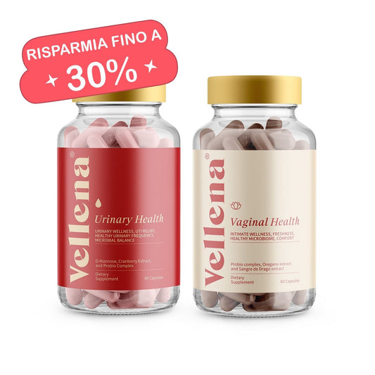 Pacchetto promozionale per la salute intima | Salute delle vie urinarie + Salute intima | Capsule | Vellena