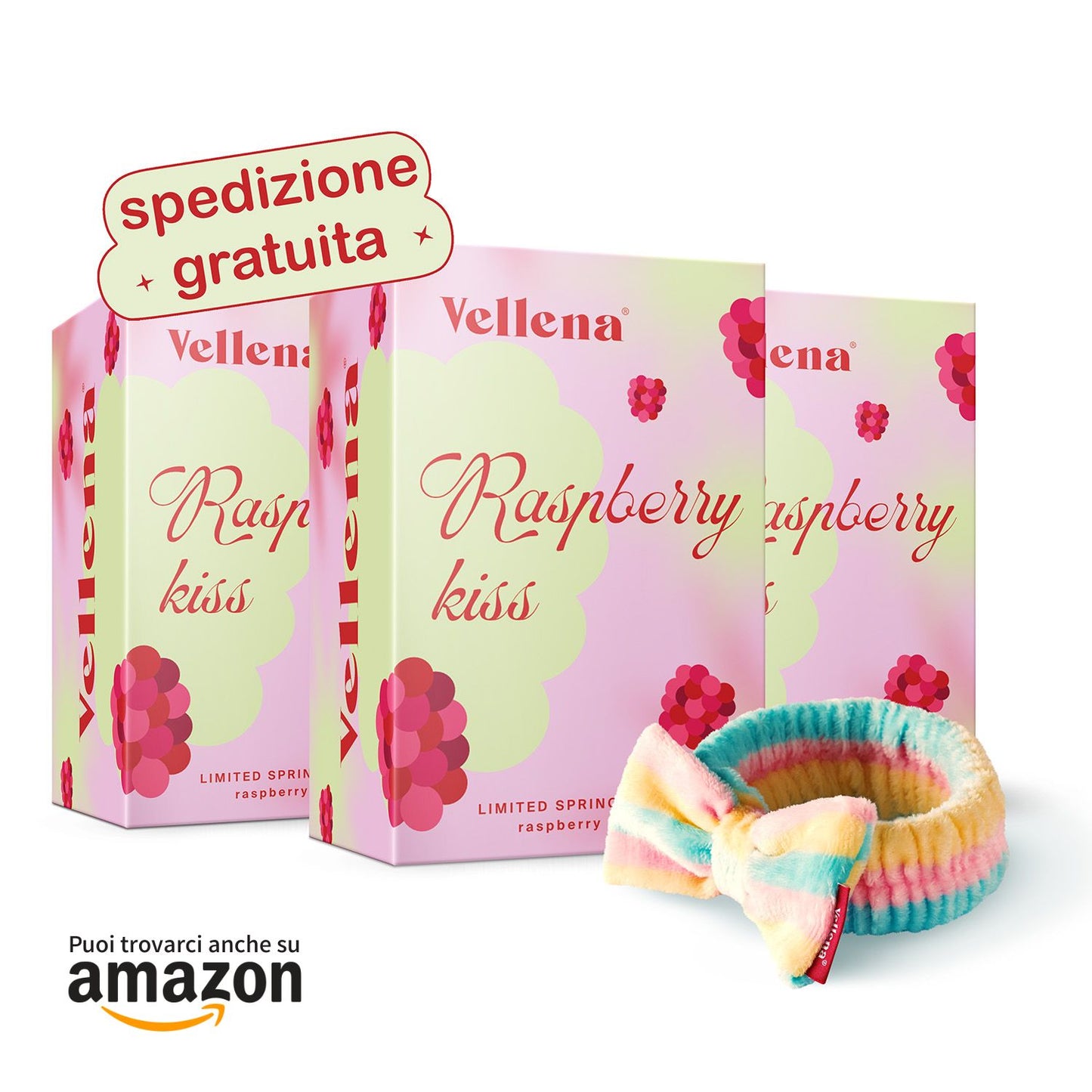 Salute femminile | Bevanda 3 PACK + fascia per capelli GRATIS | Lampone | Vellena