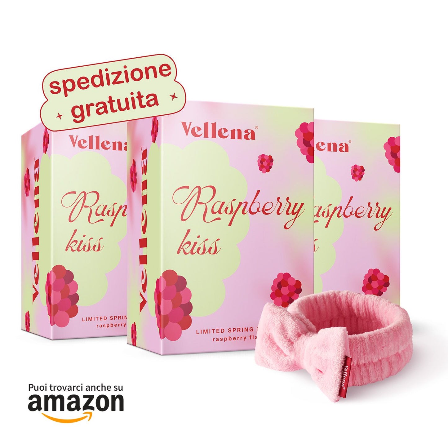 Salute femminile | Bevanda 3 PACK + fascia per capelli GRATIS | Lampone | Vellena